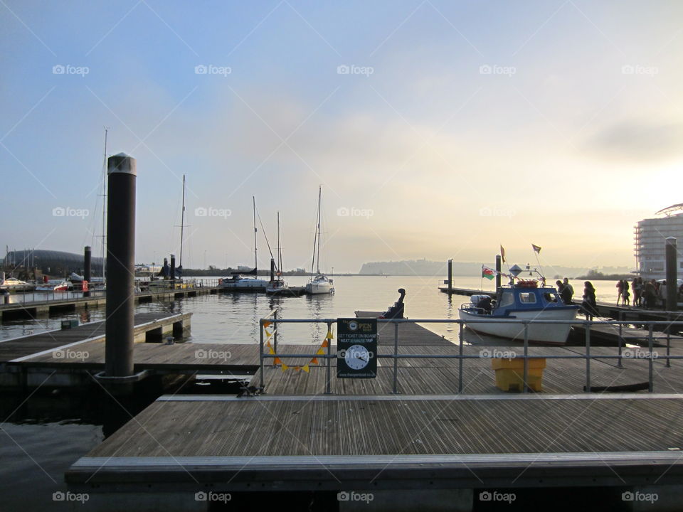 Water, Pier, Sunset, Sea, No Person