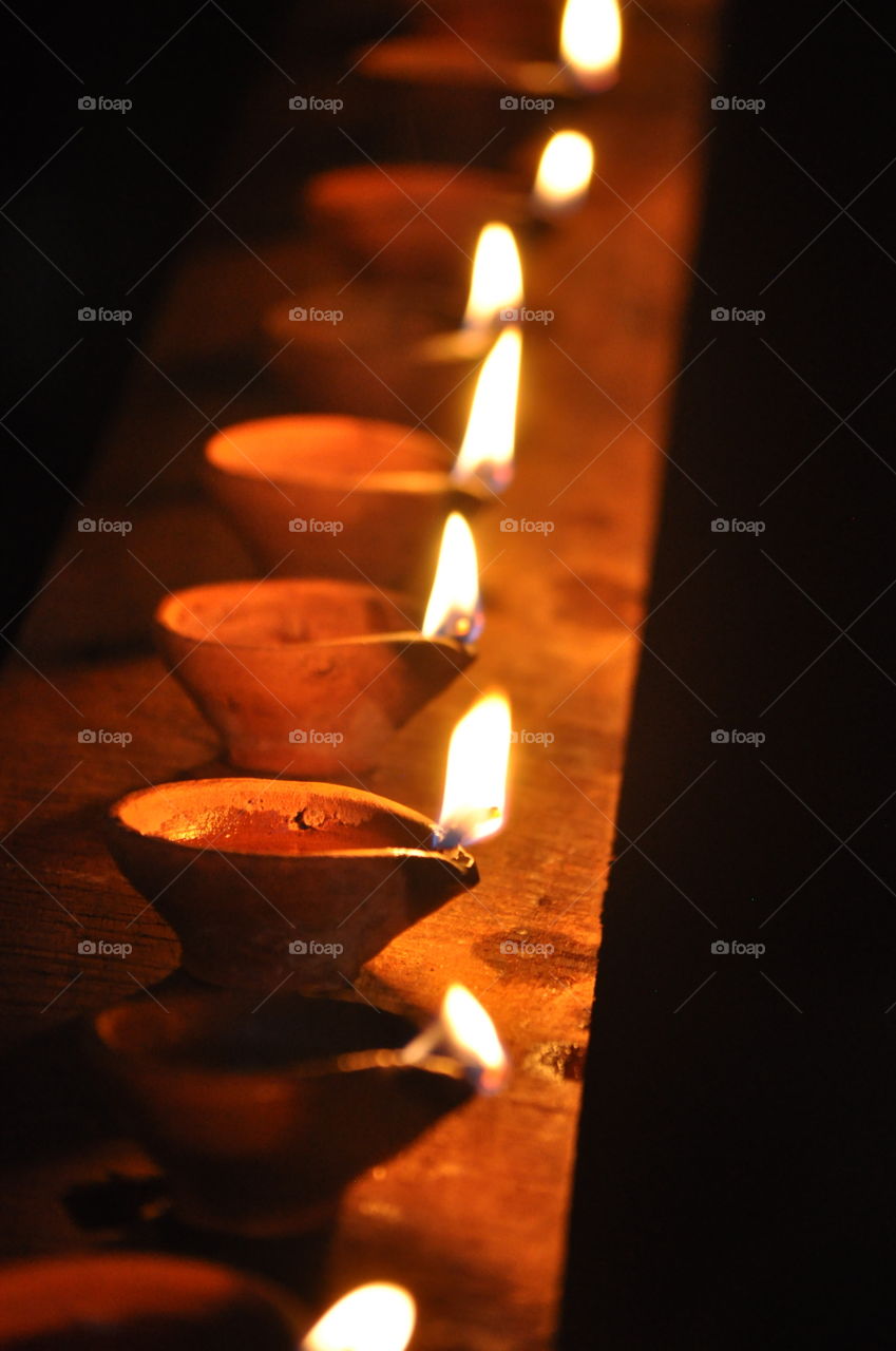 vesak festival in sri lanka - oil lamps