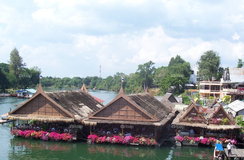 CAFE ON THE RIVER IN THAILAND