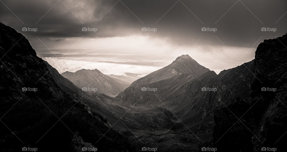 Mountain, Snow, Landscape, No Person, Sunset