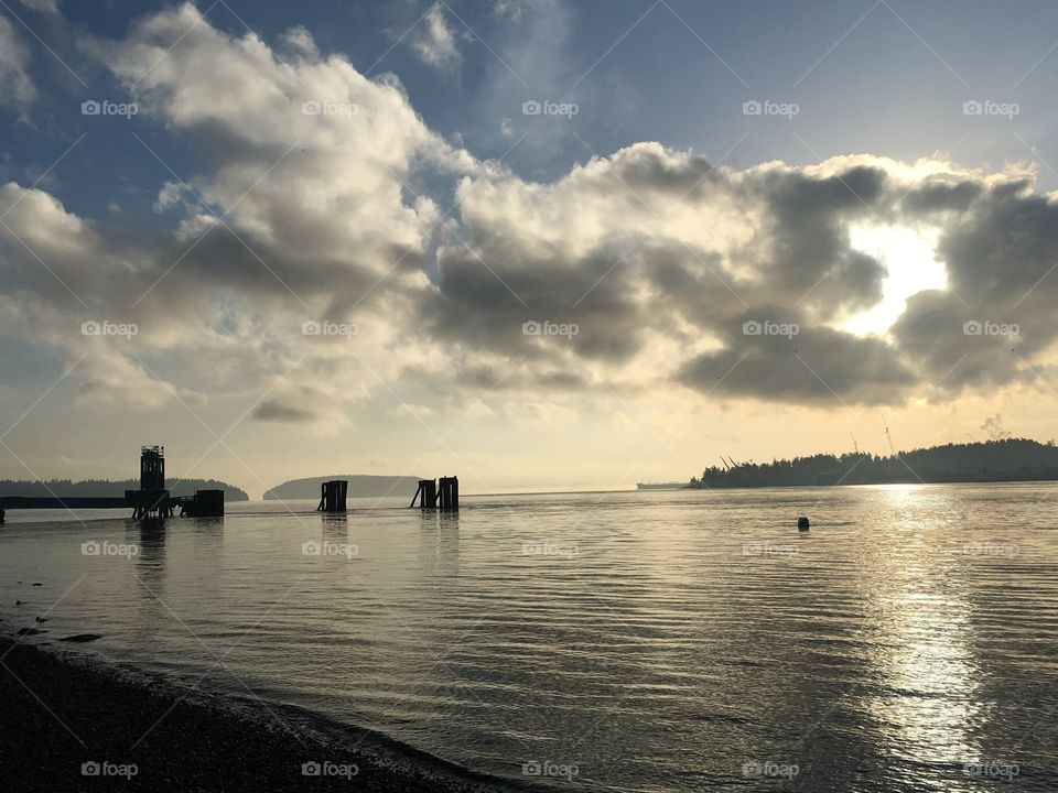 Guemes Island ferry dock in the morning