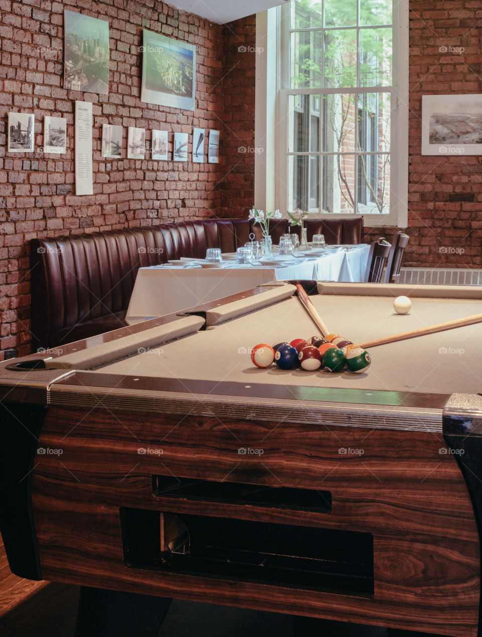 Pool hall at a bar.