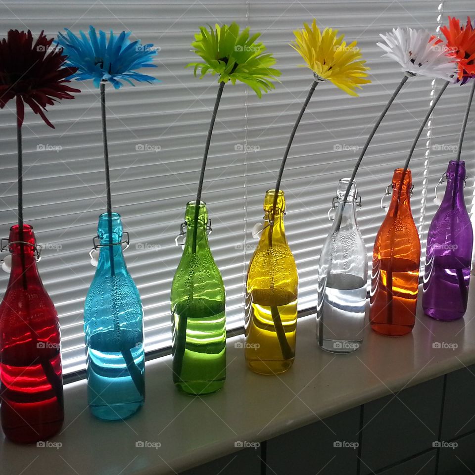 rainbow water vases . cool looking flower vases