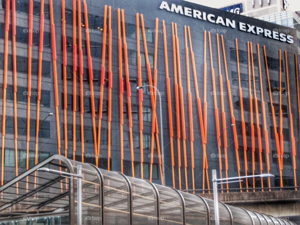 Architecture. Orange Blades for Shade and Reflective Properties