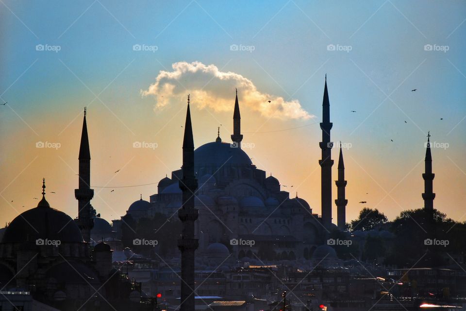 istanbul mosque at sunset