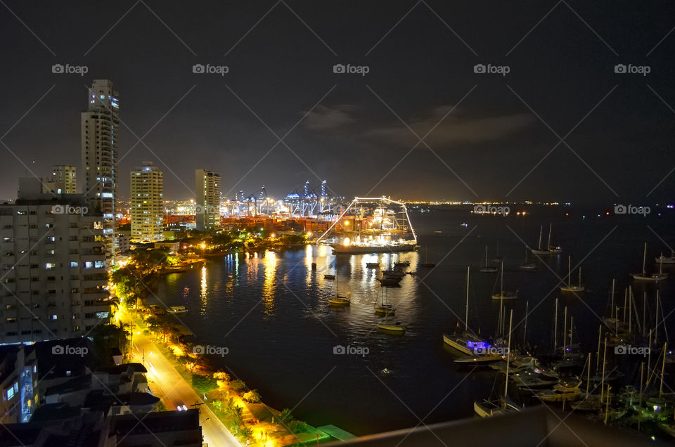 Nightscape of Bahia de Cartagena