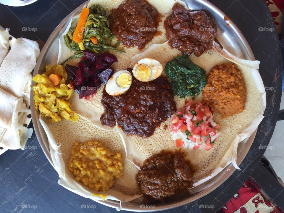 Ethiopian lunch on the street 