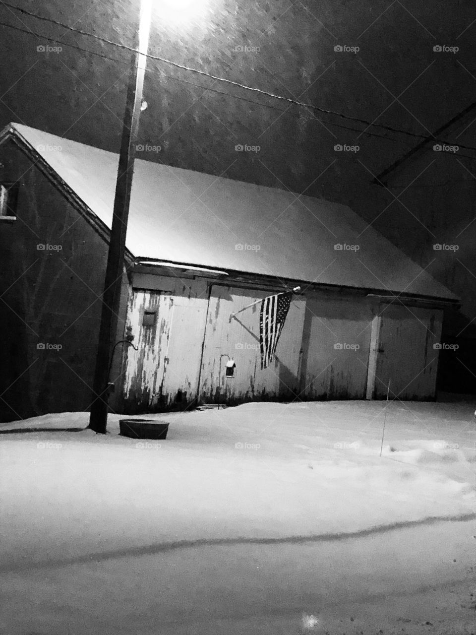 Snowy night on the farm 