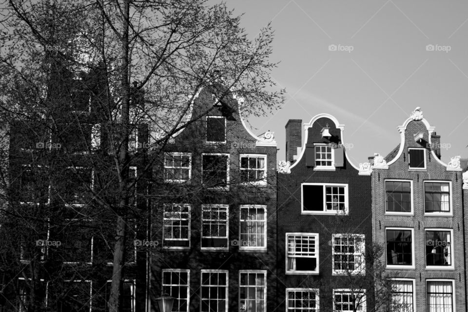 Typical old houses in Amsterdam, the Netherlands 