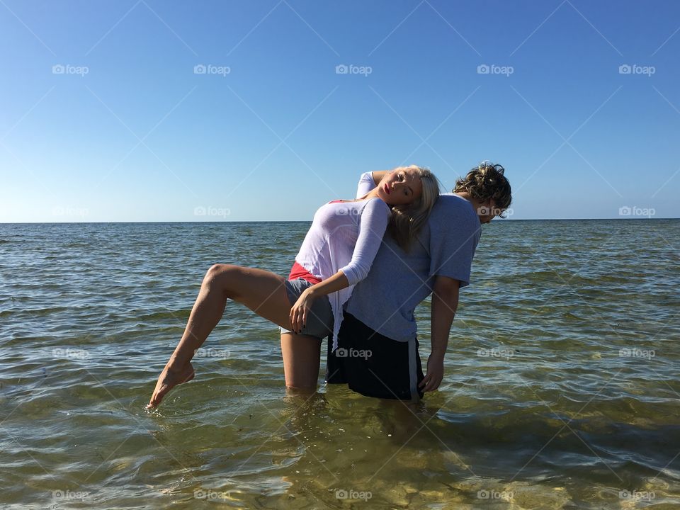 Couple enjoying in sea