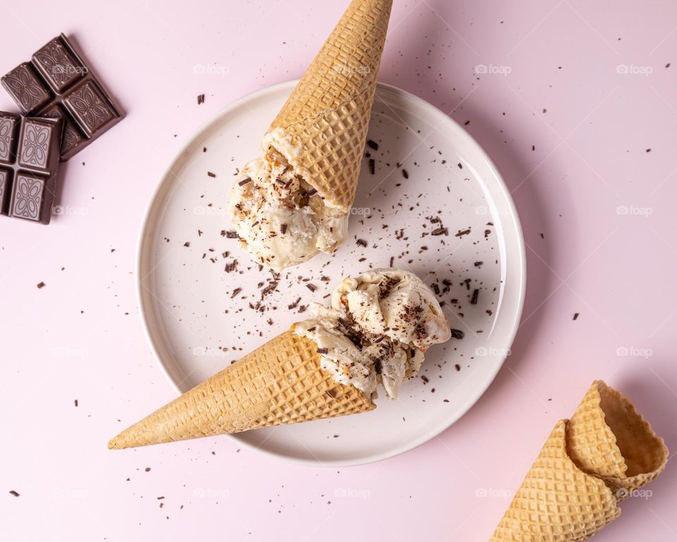 Ice cream on a pink background 