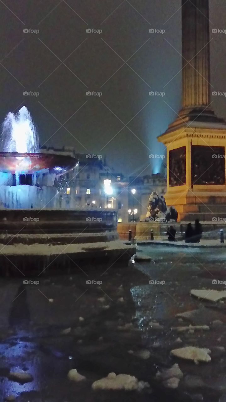 Last night view of the Trafalgar square London, it looked enchanted. Many passers by stopped to have a look and take some snaps of this unusual scenery