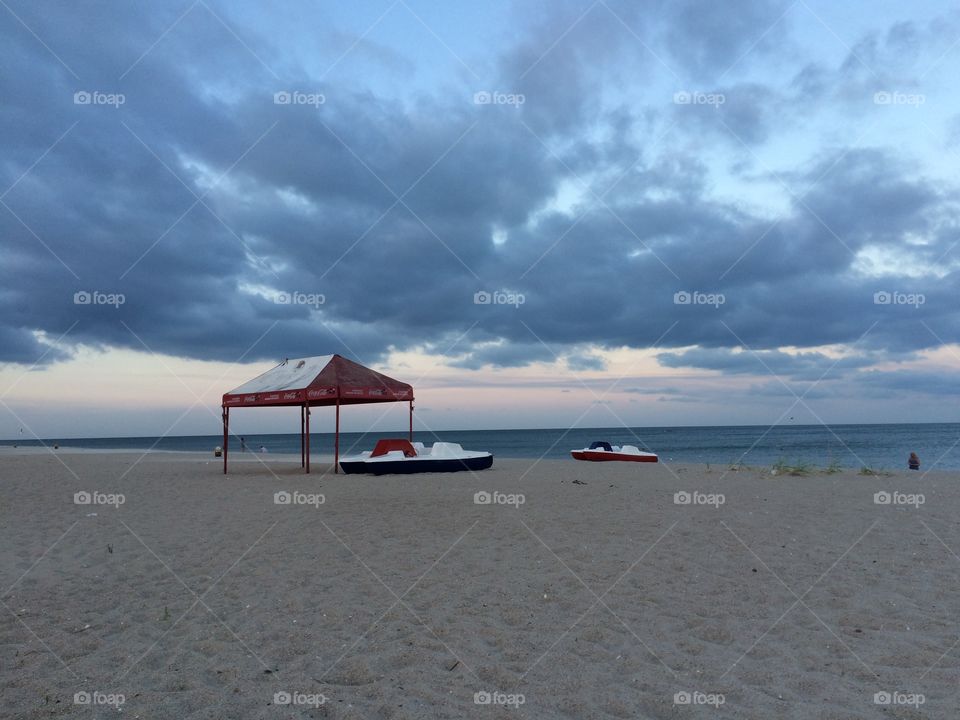 Dark sea and beach