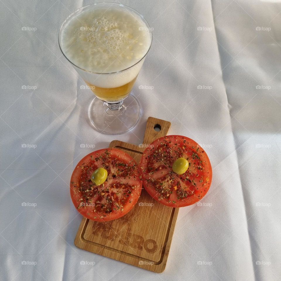 Tomato Olives and Beer