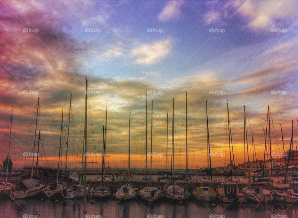 Sunset at marina