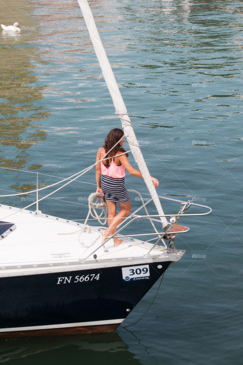 Woman on a sailboat 