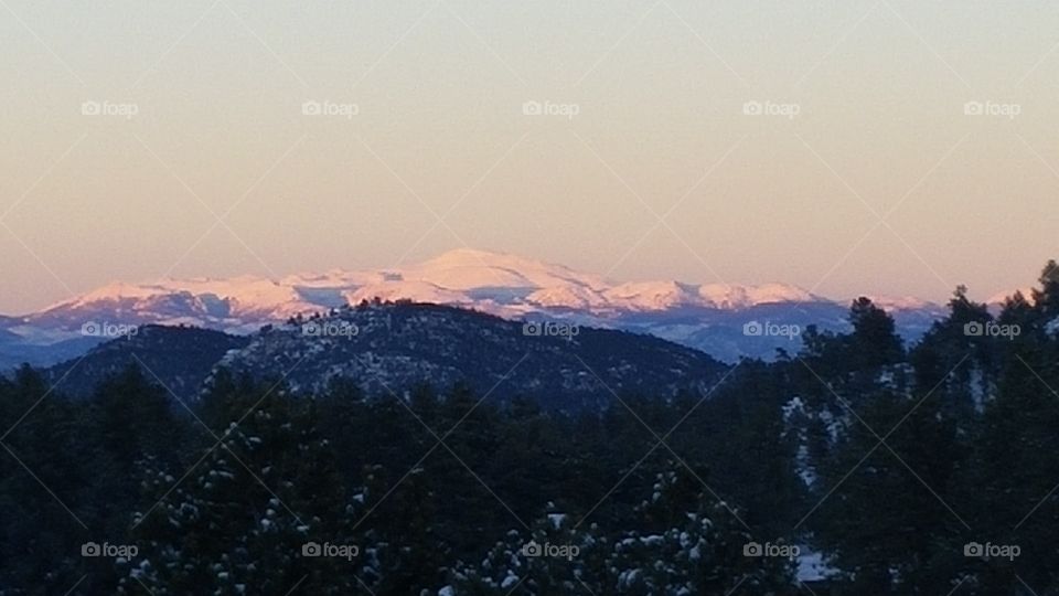 evening pikes peak. evening photo of pikes peak
