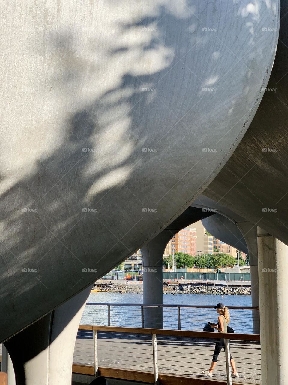 A woman walking at Little Island Manhattan New York 