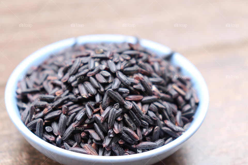 a cup of black rice