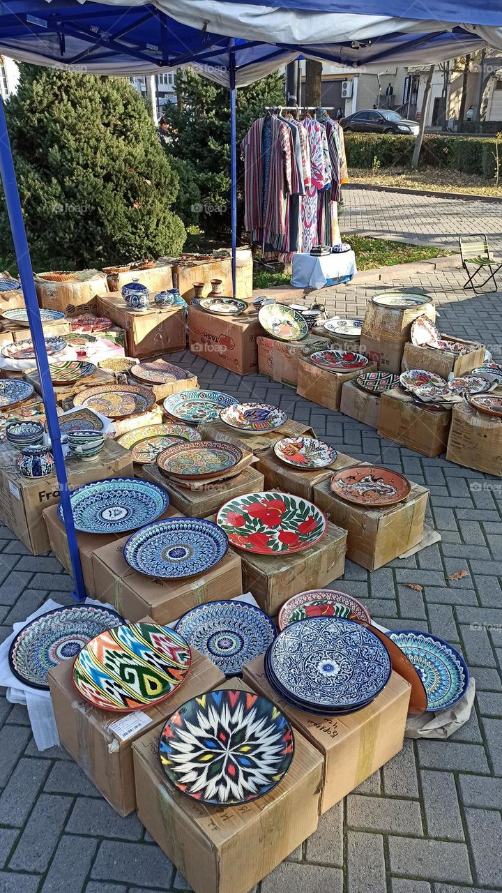 local market with local goods Oriental ornaments