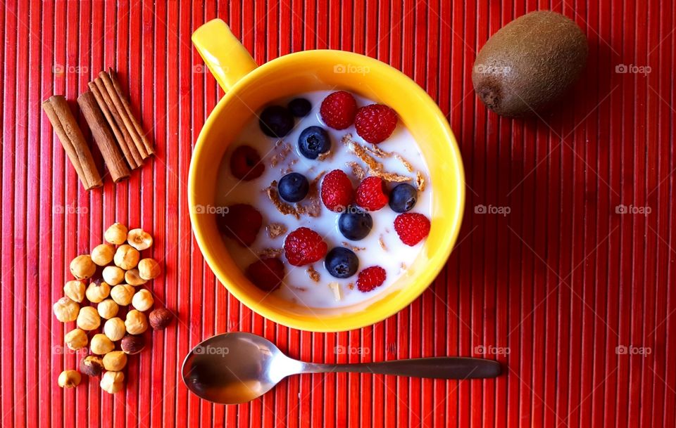 Bowl filled with breakfast