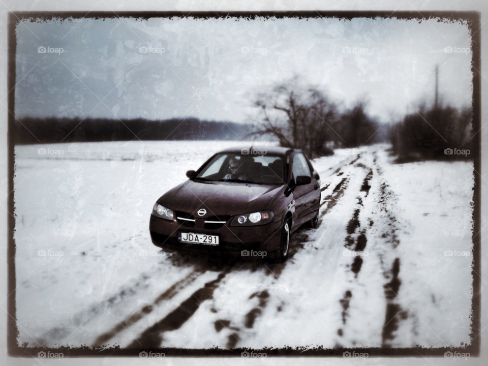 snow winter car nissan by dancsecs