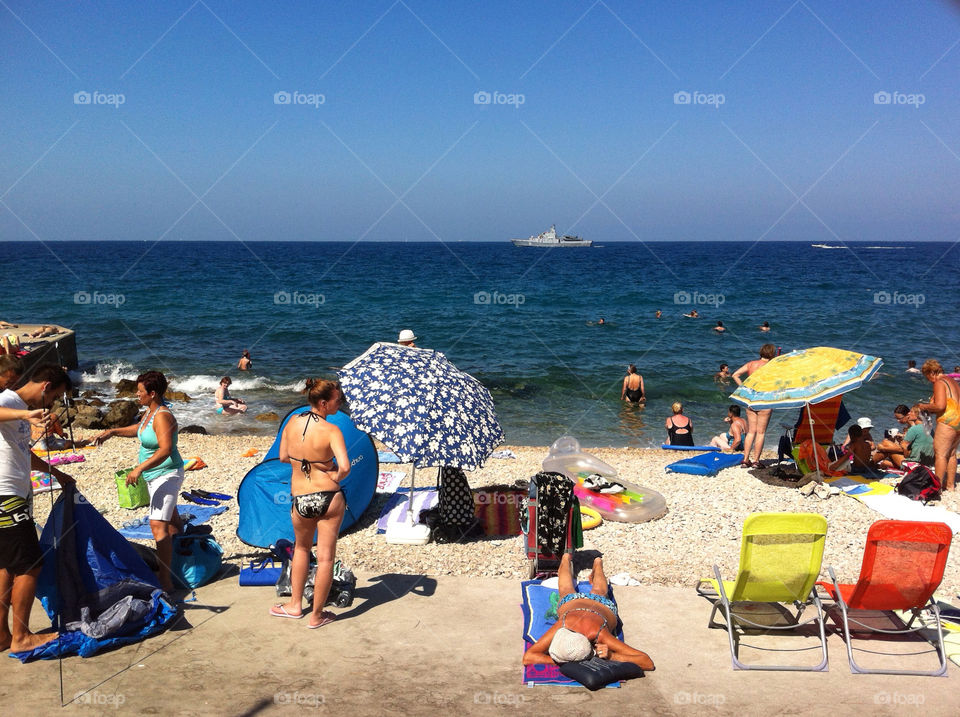 beach sky people blue by munda.net