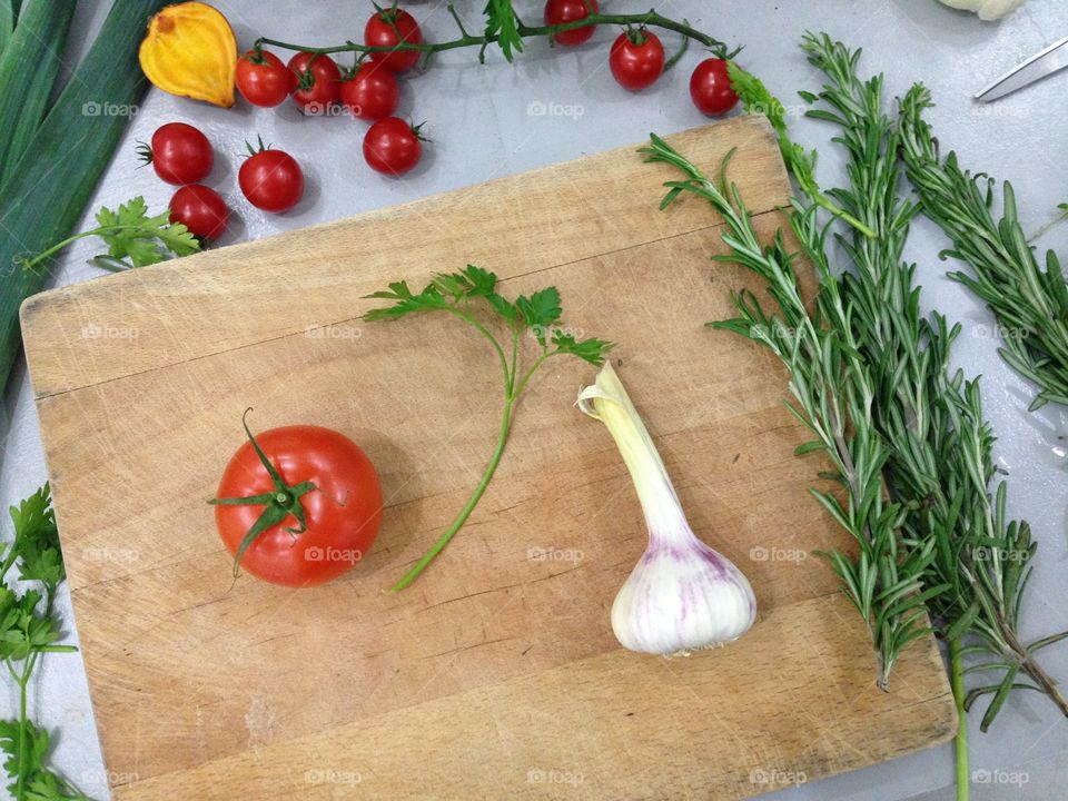 High angle view of vegetables