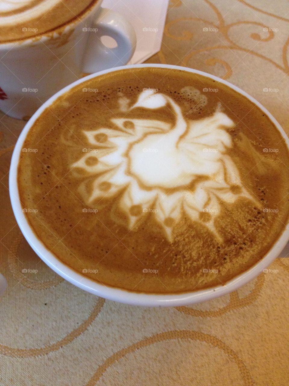 Swan. Coffee art during competition