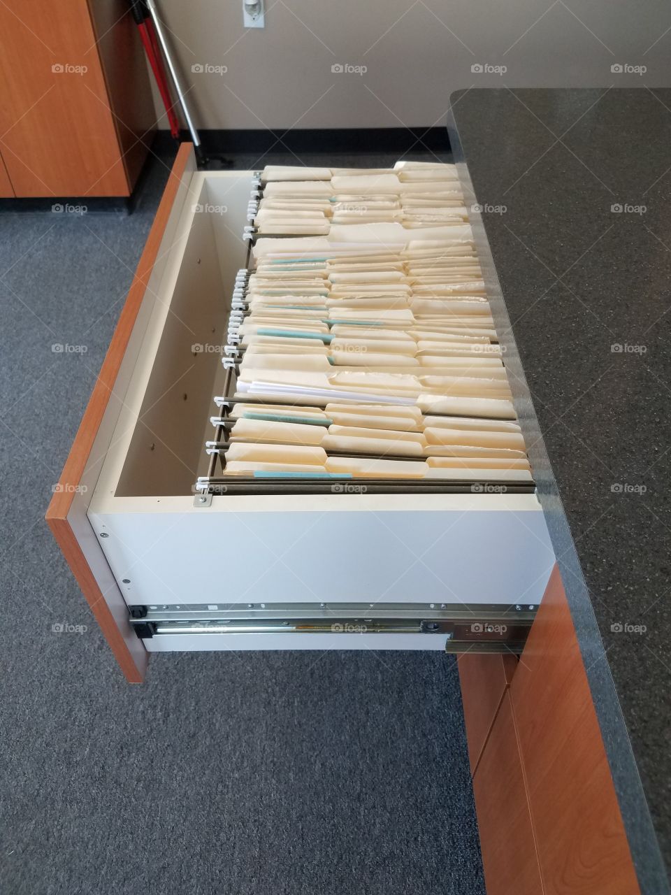 file drawer with files