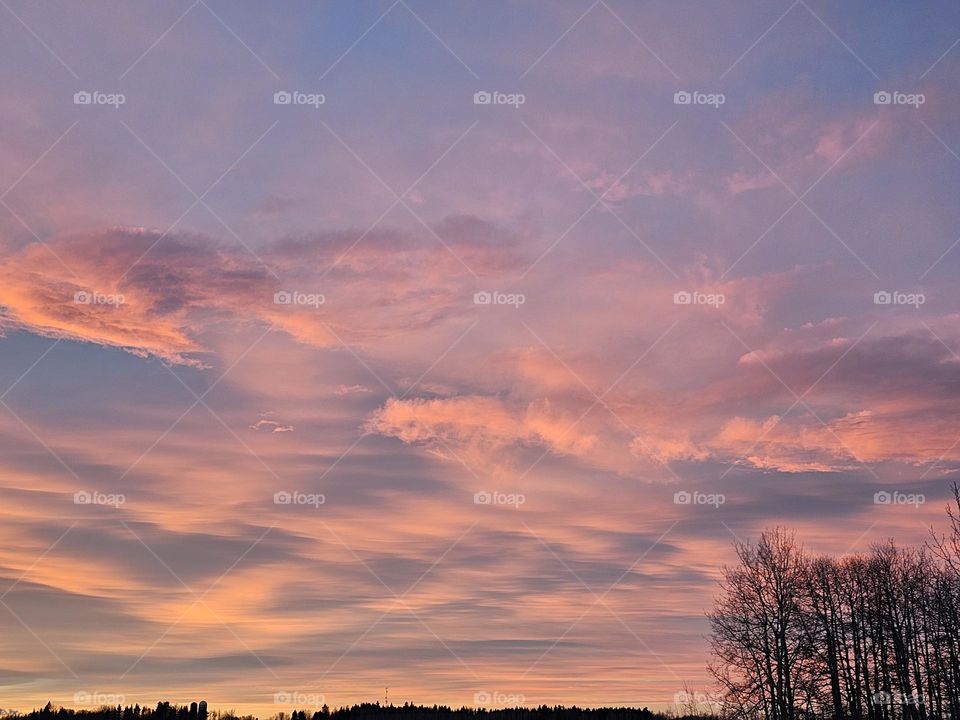 Beautiful sunset on the Alberta prairies