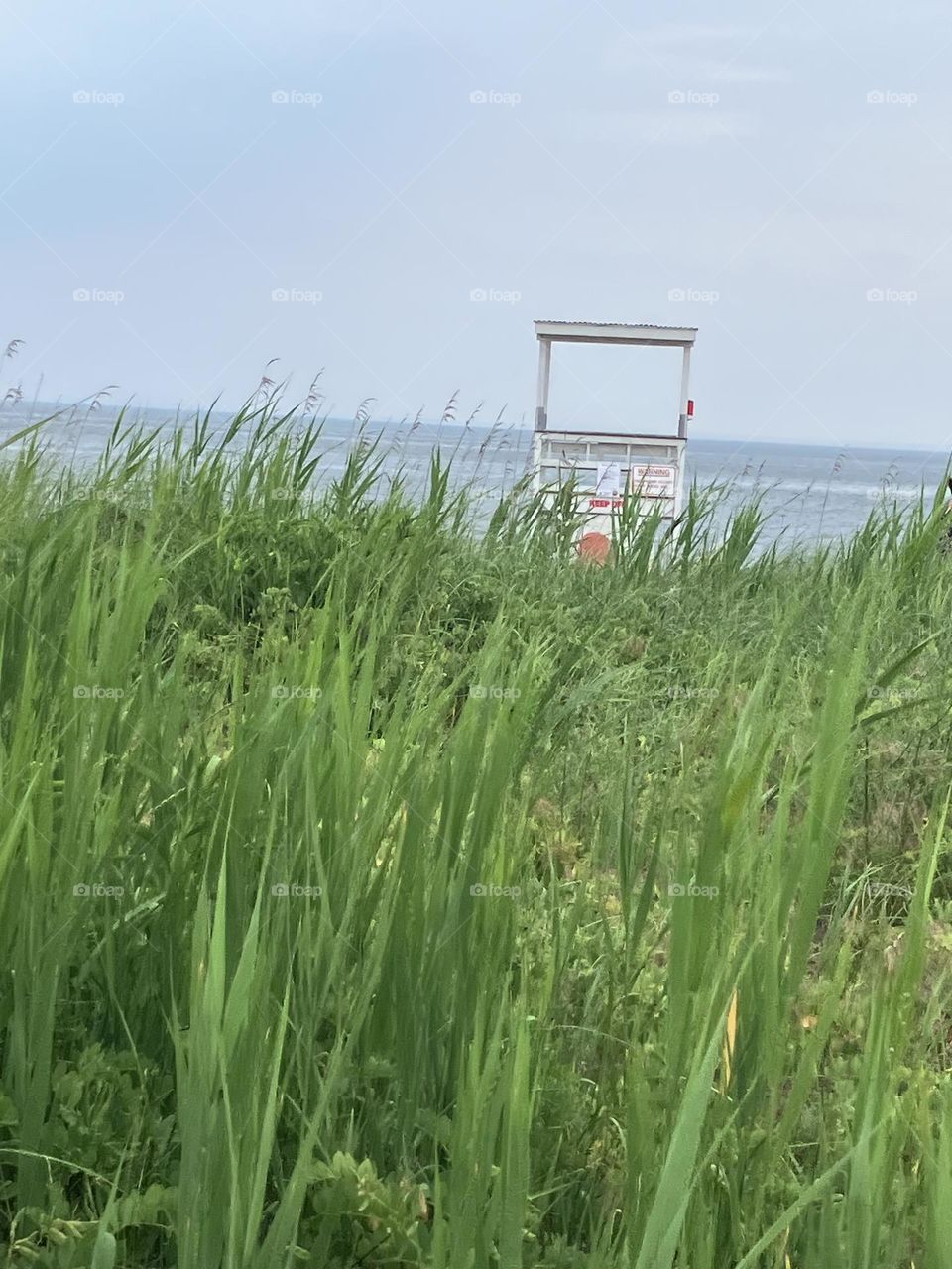 Dunes up close lifeguard hut beach view 