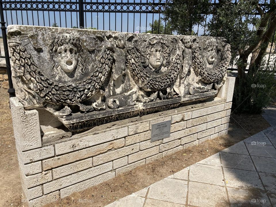 Ephesus ancient city. Sightseeing in Turkey. Hot sunny day in Kusadasi. Ancient ruins of historic places. To travel is to live. Museum in Ephesus 