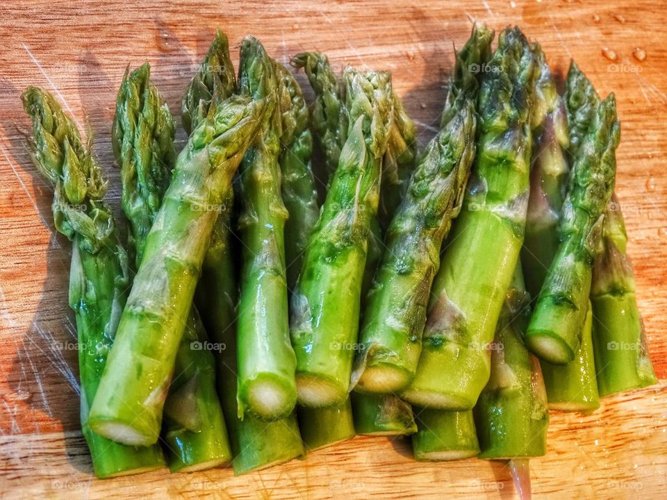 Fresh Asparagus. Asparagus On The Cutting Board
