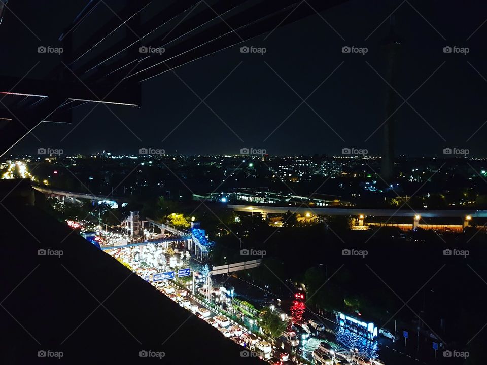 Busy City traffic at night