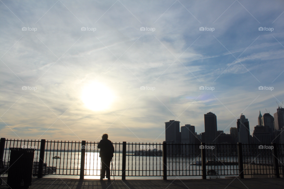 sky sunset water buildings by ipixxiqi