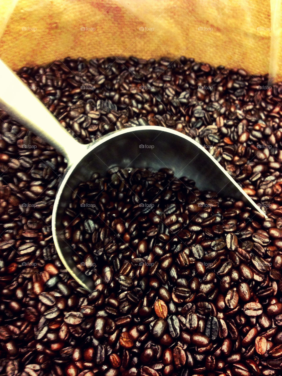 Fresh coffee beans at market.