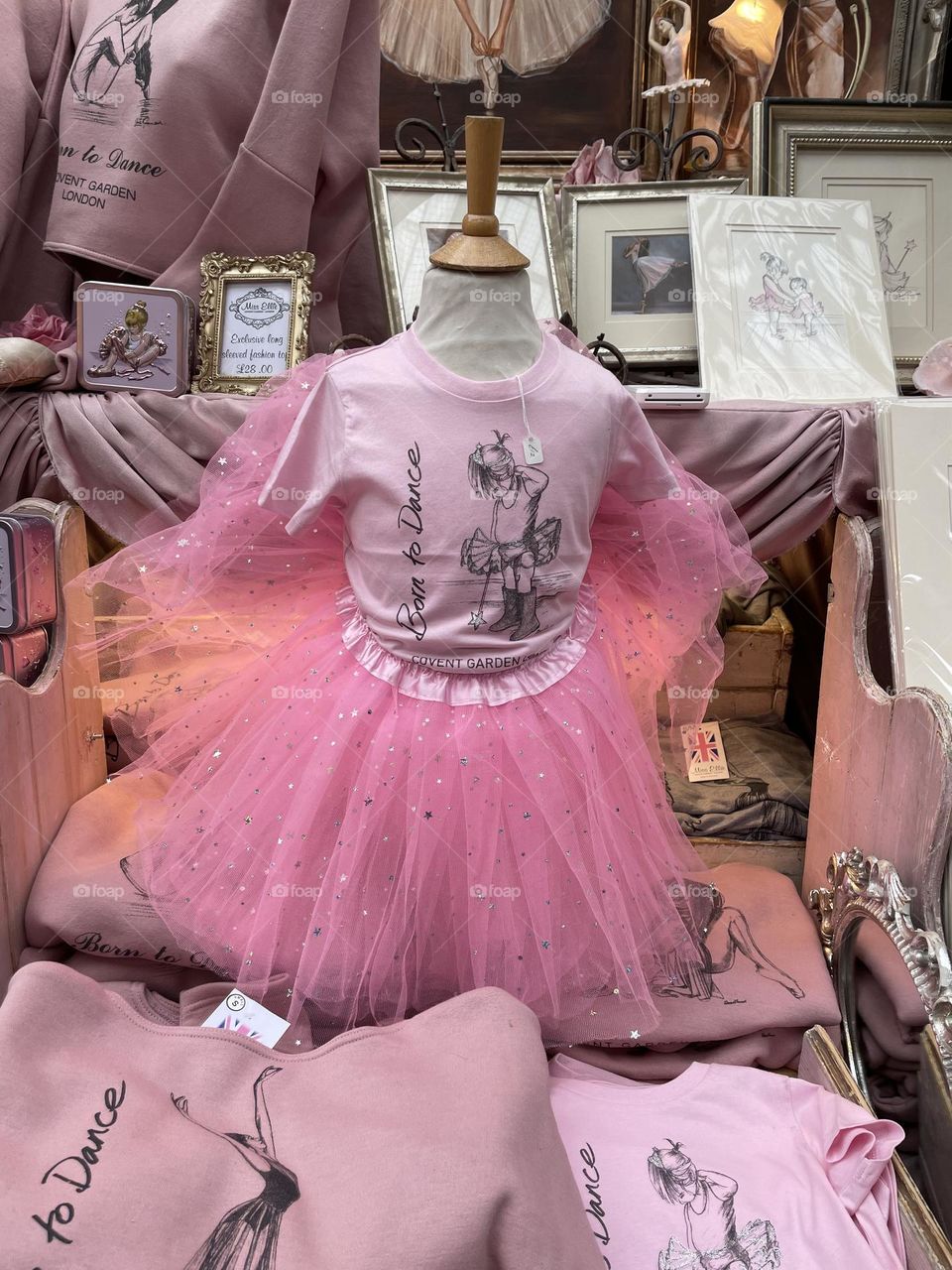 Pink dance clothing on a market stall 💕