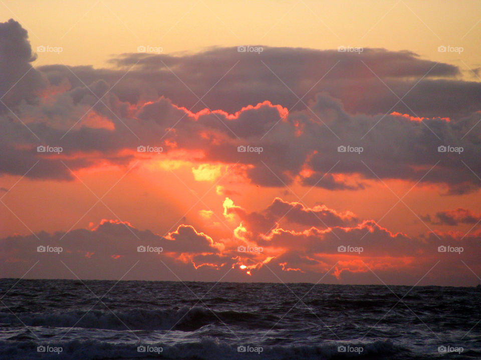 Beautiful sunset with tiny clouds