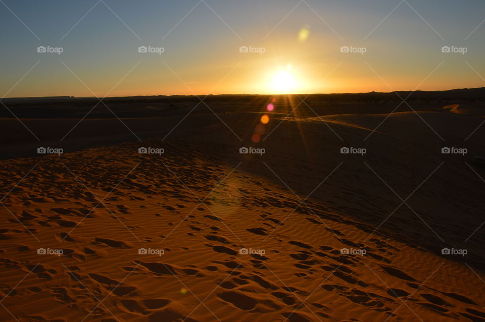 Sunset in the Morocco desert