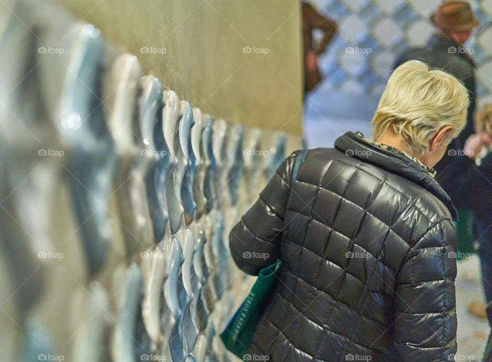 Woman in the stairs of Casa Batllo 