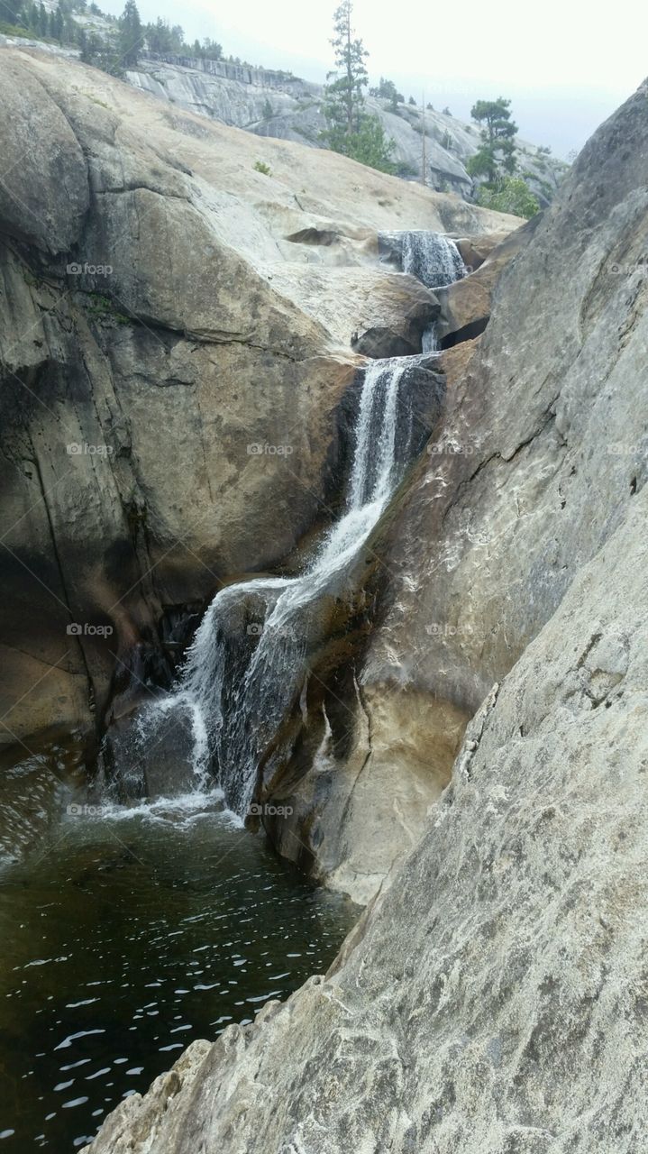 Cleo's Bath. Just a short hike from Pinecrest Lake and you arrive at Cleo's Bath and beautiful waterfall