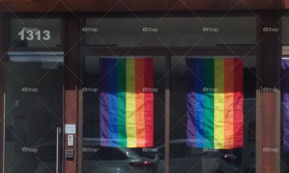 Pride Flags in Store Window