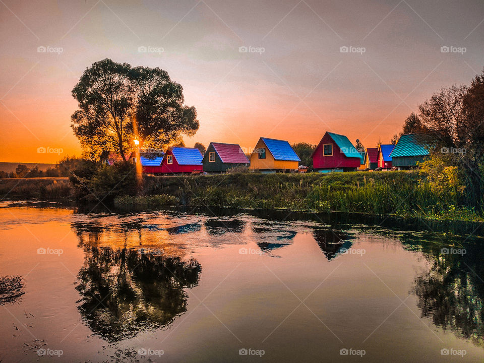 colorful houses in a river