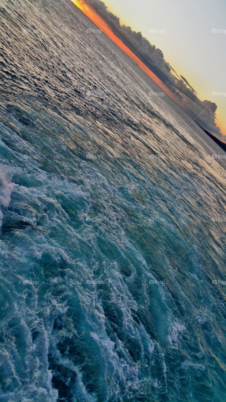 beautiful carribean sea. leaving St Maarten