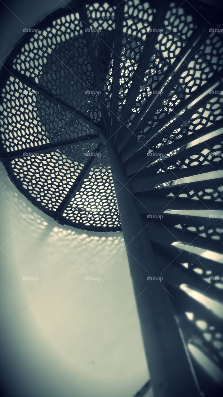Lighthouse with a Winding Staircase from a view looking up.