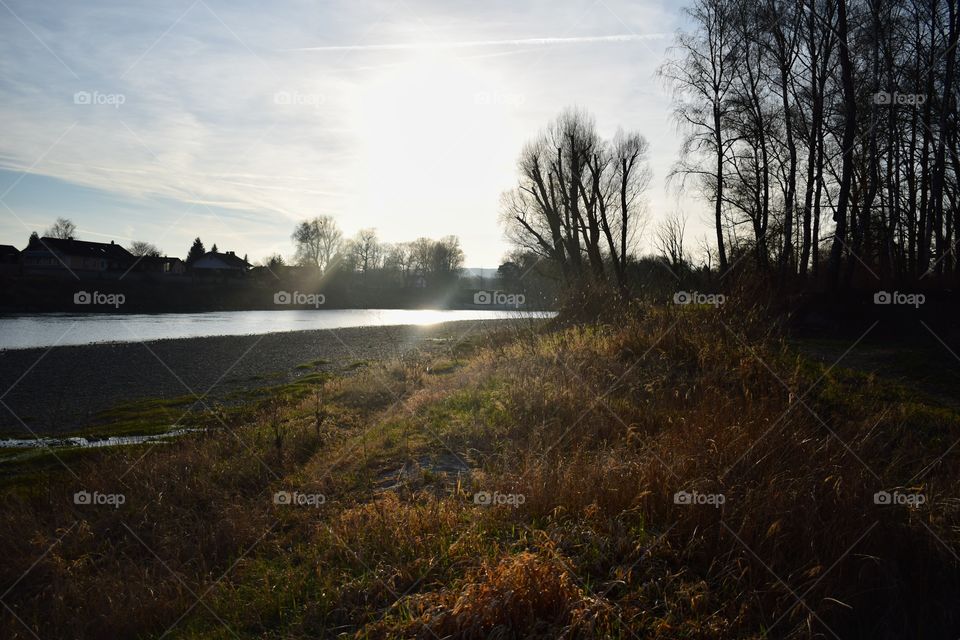sunset by river
