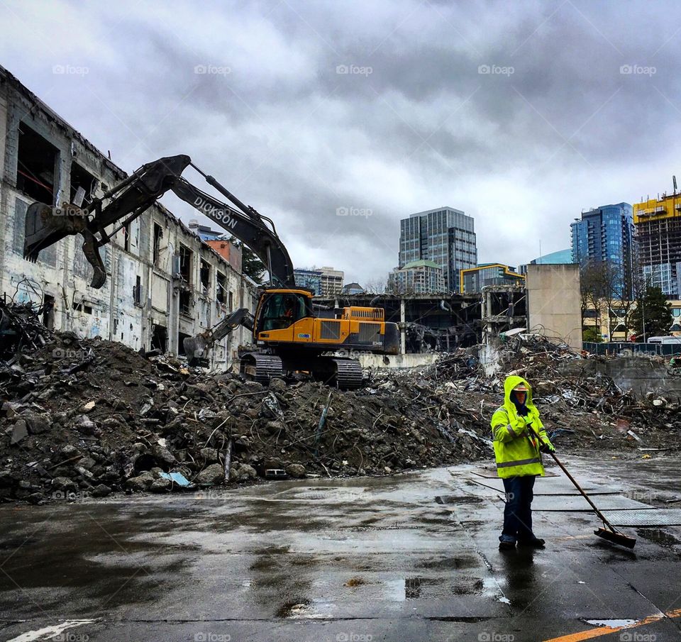 Demolition of an old building in Seattle.