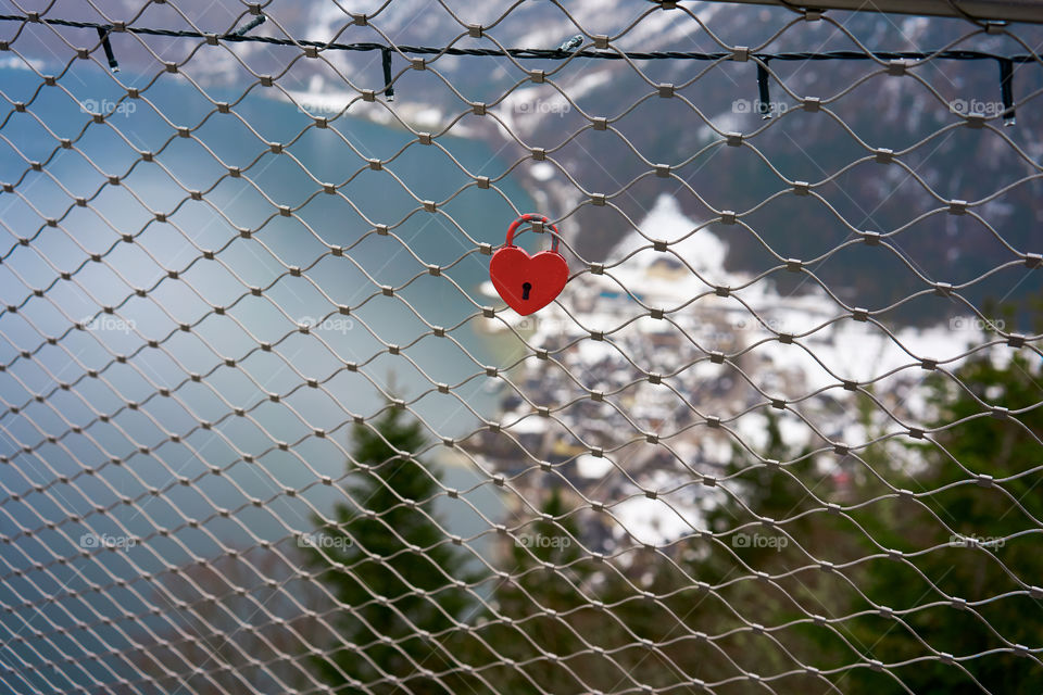 Red heart-shaped padlock 