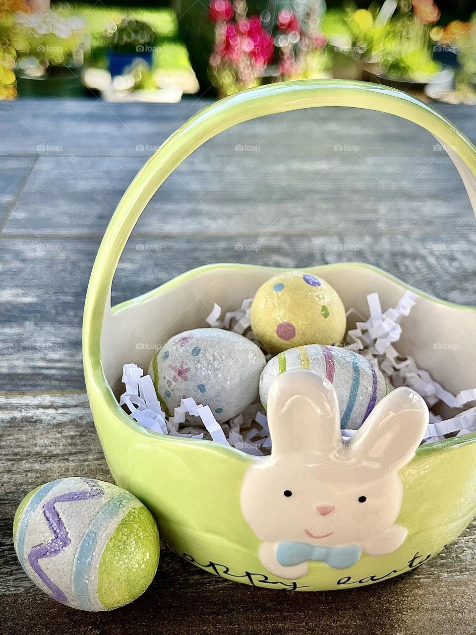 Mint Green Easter Basket with Eggs